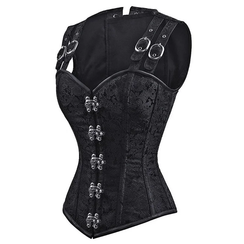 

New Style Best Waist Cincher Shapewear V-neck Printing Classic Corset Gothic Breathable Chest Support Steampunk Corset, Black, red, can be customerized