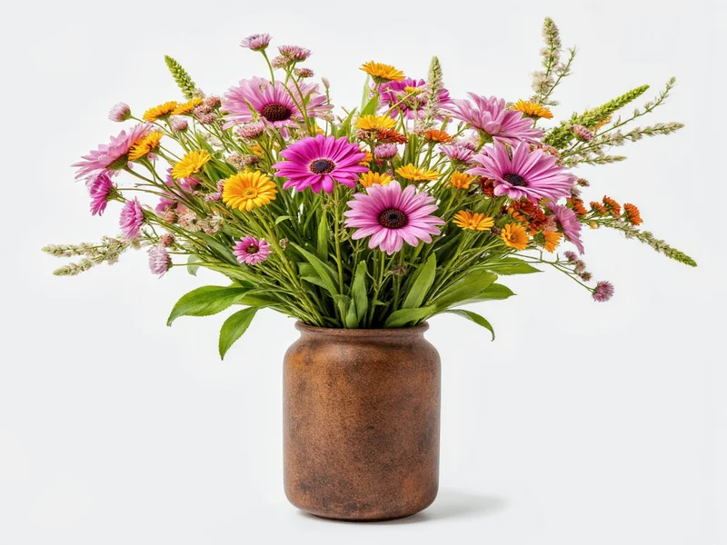 Finished upcycled vase with wildflowers