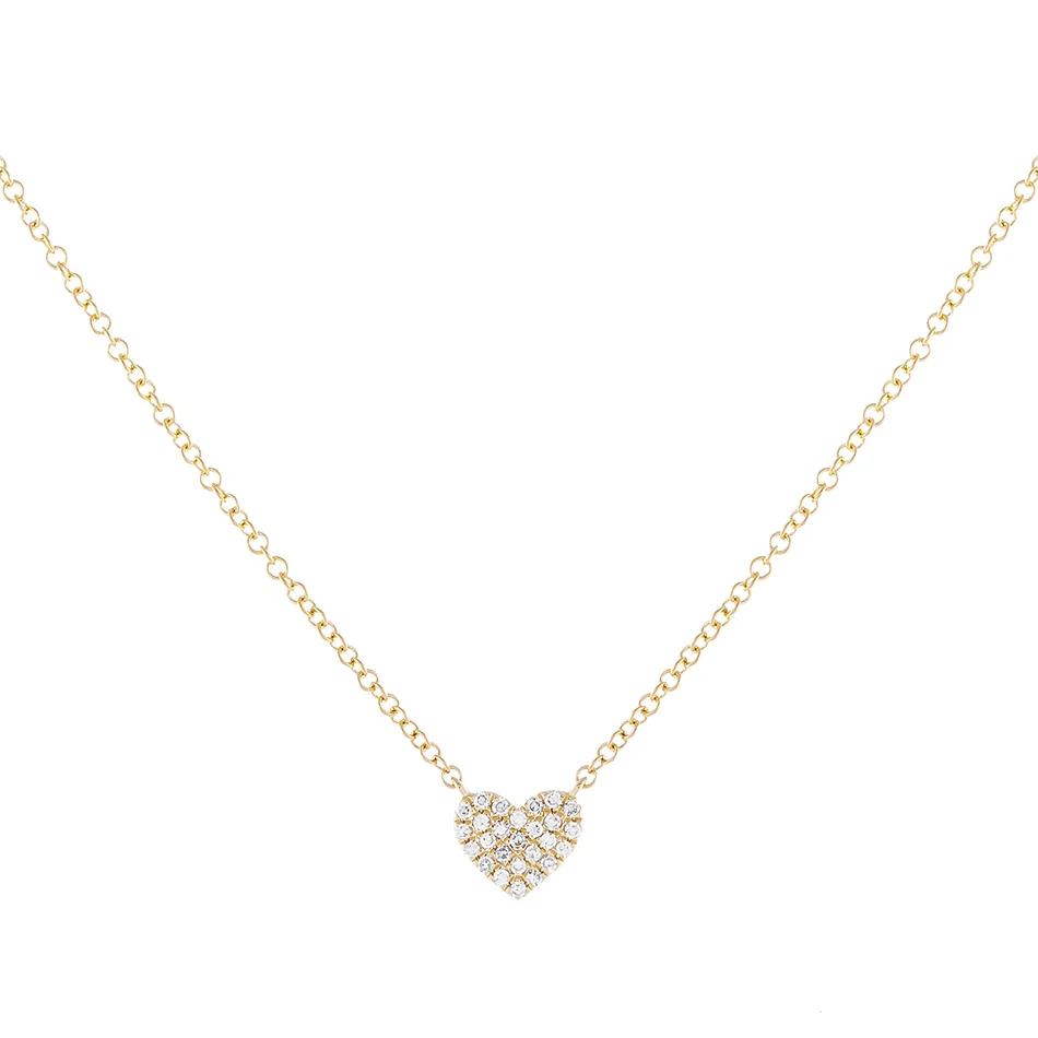 

Wholesale Fine Women Necklace Jewelry 925 Sterling Silver 14K Gold Plated Cubic Zircon Heart Pendant Necklace