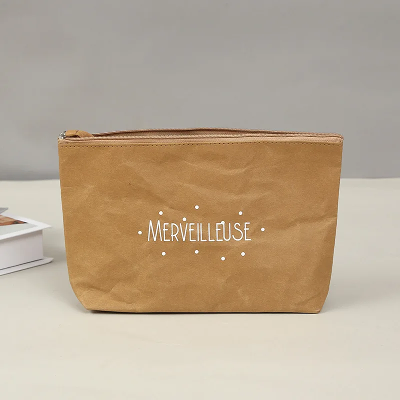 

Reusable Travel Cosmetic Pouch Paper Makeup Bag with Zipper Eco-friendly Dupont Paper Beauty Cosmetics Make up Bag