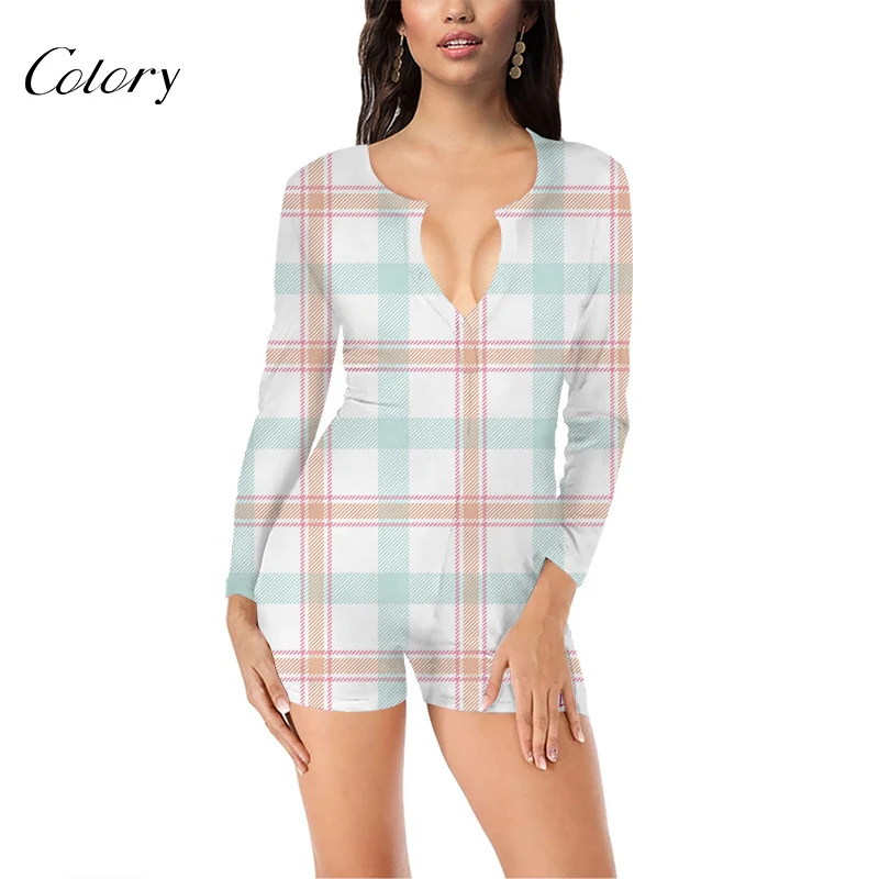 

Colory Adult Sexy Onesie Plus Size Women Jumpsuit With Stripes, Picture shows