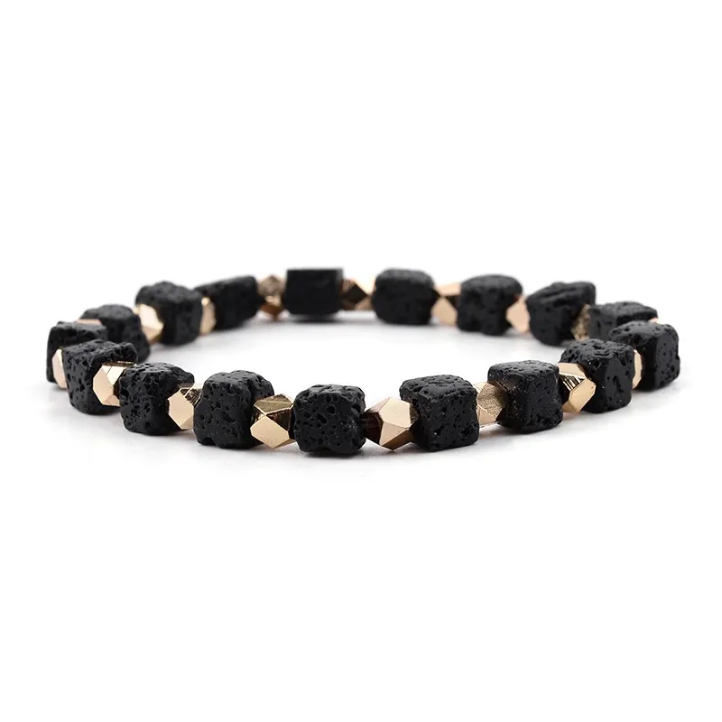 

Aromatherapy Jewelry,Natural Square Stone Yoga Lava Beaded Bracelet