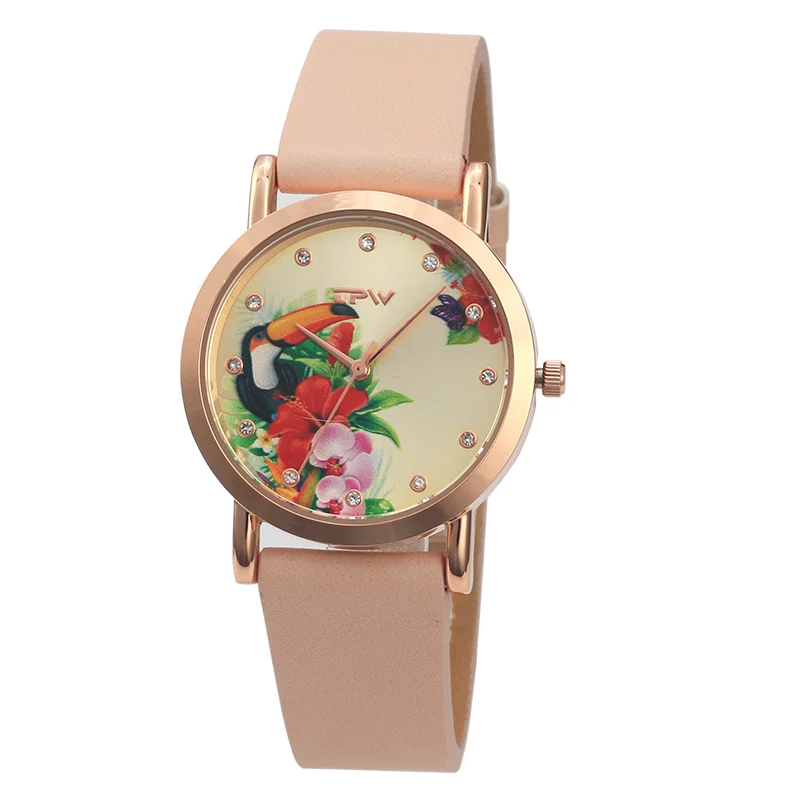 

Promotional good quality rose gold women's leather bracelet watch 3D printing sunray dial ladies wristwatches clock, Customized colors