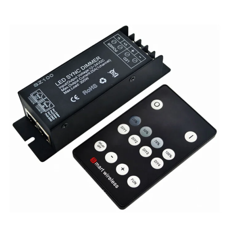 Amazing packing RF 14KEYS led dimmer12V -24V led PWM dimmer led single color sync dimmer 1ch*25A ce rohs warranty