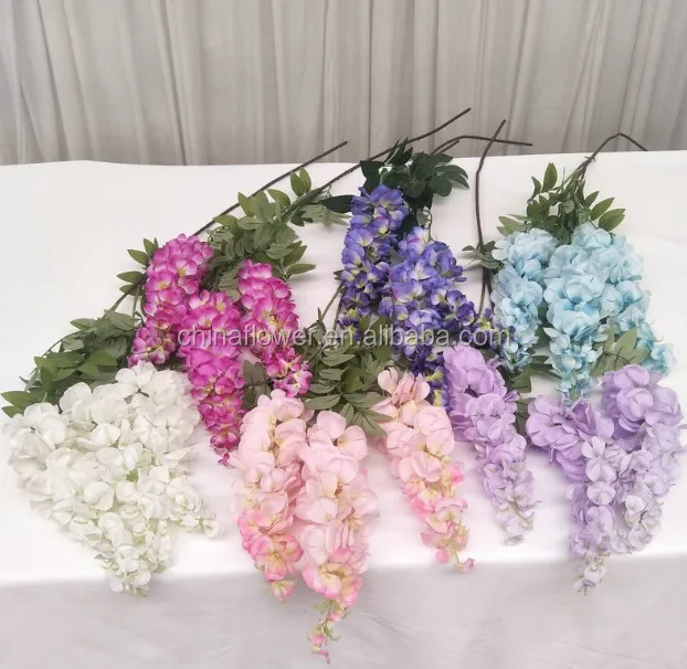 Fc5001factory 3 Branches Artificial Wisteria Silk Hanging Flowers For Sale Buy Silk Flowers