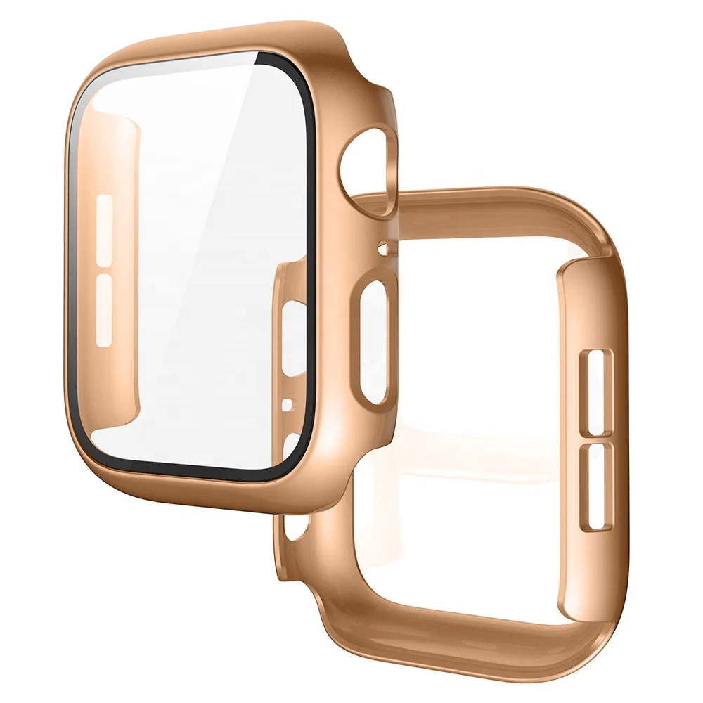 

Case with Tempered Glass Screen Protector Compatible with Apple Watch Series 6/5/4/SE, Full Coverage Cover for iWatch 44mm, Optional