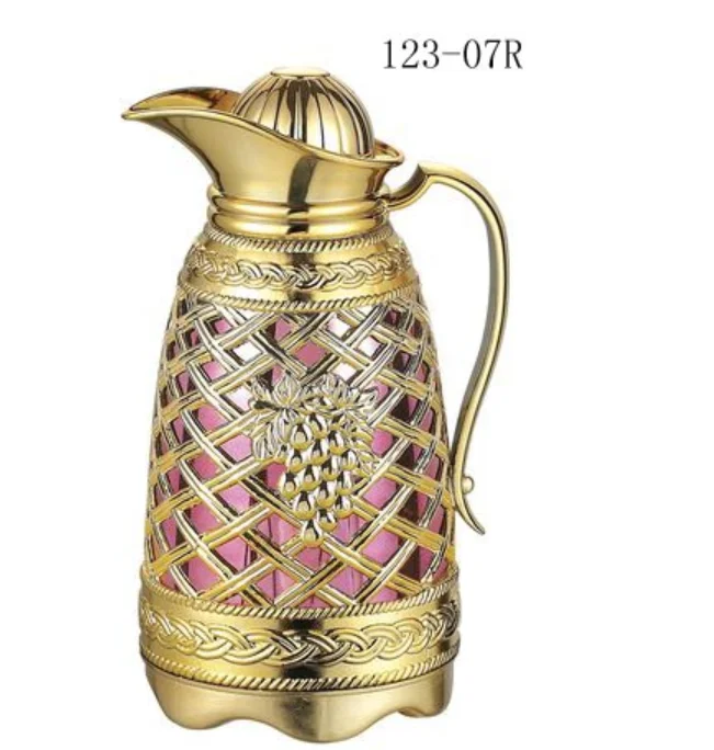 Hot Selling 1l Golden Arabic Style Vacuum Coffee Flask Thermos Kettle Glass Inner Vacuum Flask