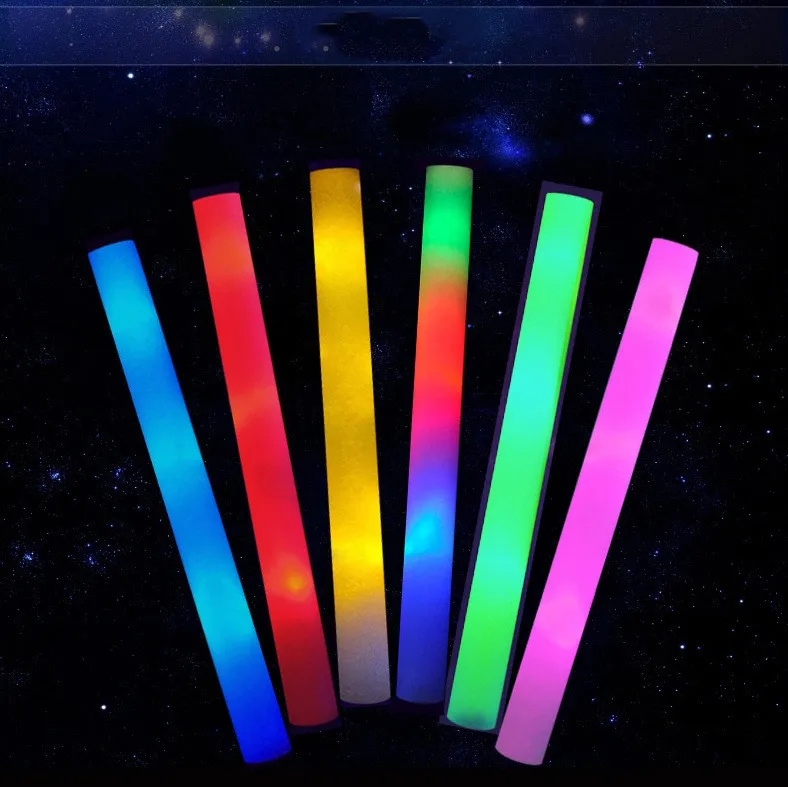 

Custom LOGO Promotion 48cm Party Wedding Concert Glow In Dark Stick Flashing Cheering Rave Batons led flashing toy Foam Stick