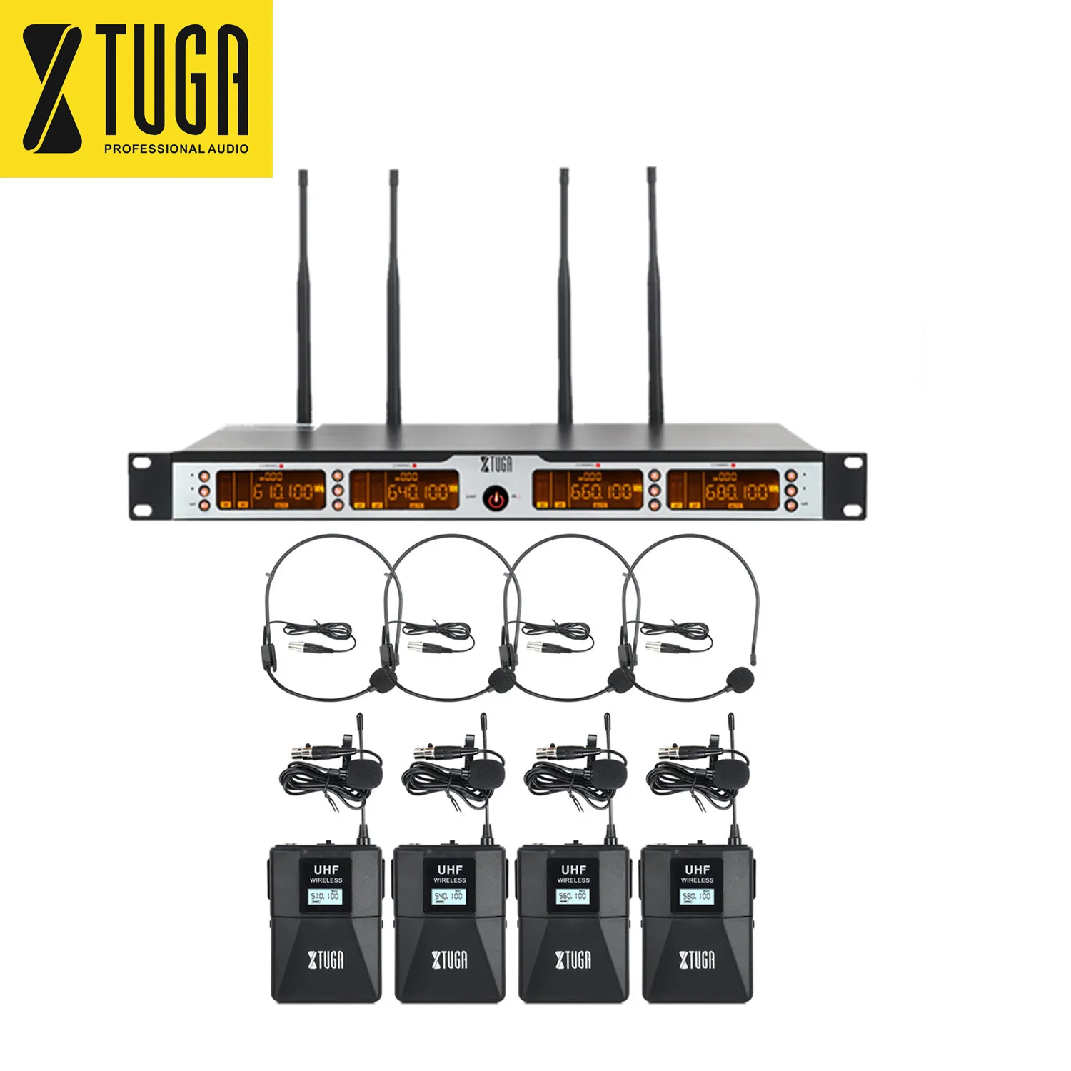 

4 channels Uhf Wireless Lapel Condenser Microphone