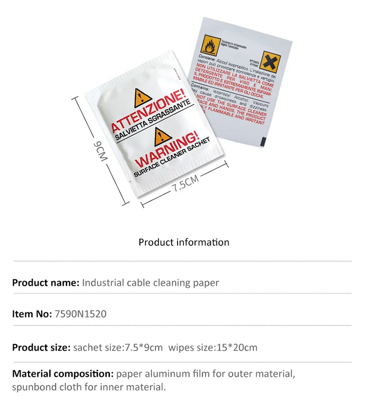 Optical Fiber Surface Cable Cleaning Disinfecting Wet Towel for Industrial Field