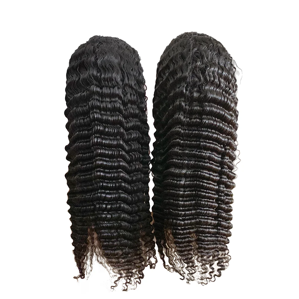

Raw 100% Brazilian Virgin Human Hair Deep Wave 26 inch Transparent Lace Frontal Wig