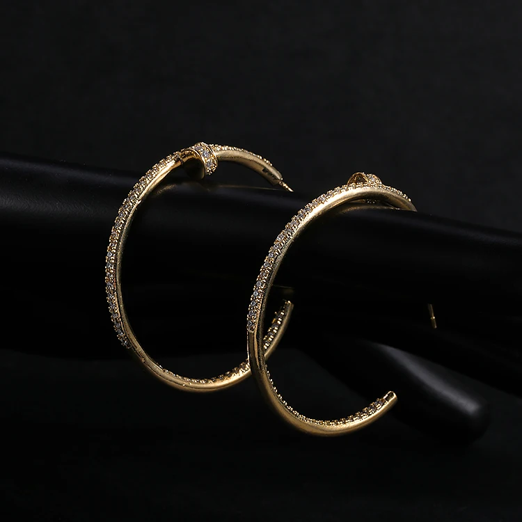 

Korean Personality Zircon Designer channel earrings fashion hoop earrings CC earrings, Gold