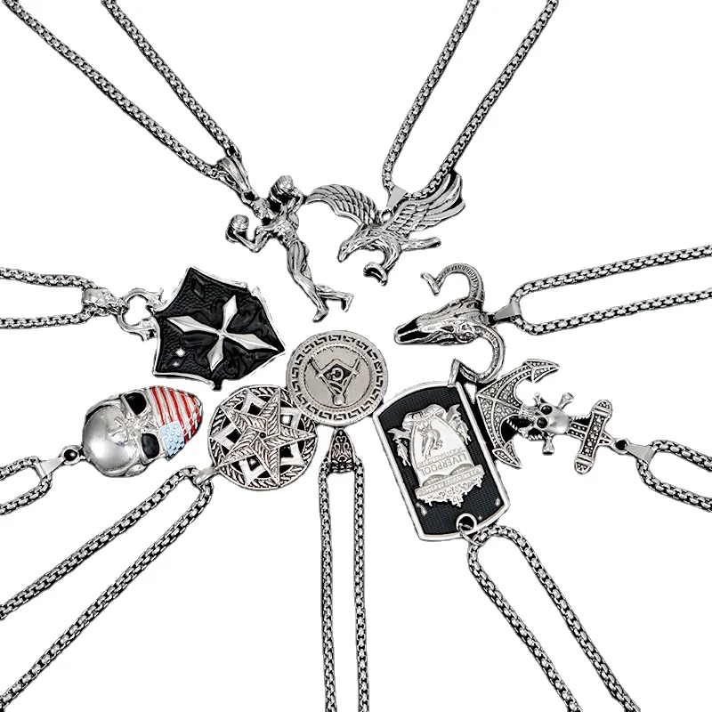 

European and American personality retro luxury hip-hop men's necklace initial letter necklace hiphop sweater chain customization