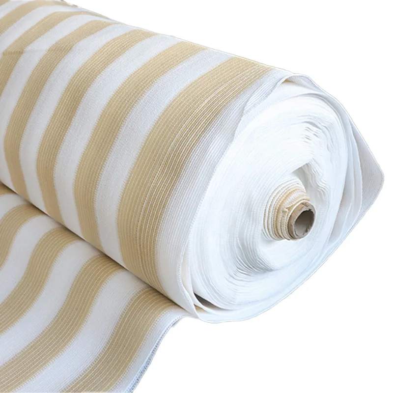 Beige Stripes HDPE Sunshade Sunscreen Net Raw Roll Materials Wholesale  Canopy Balconies Courtyard Circular Forest Sunshade Net
