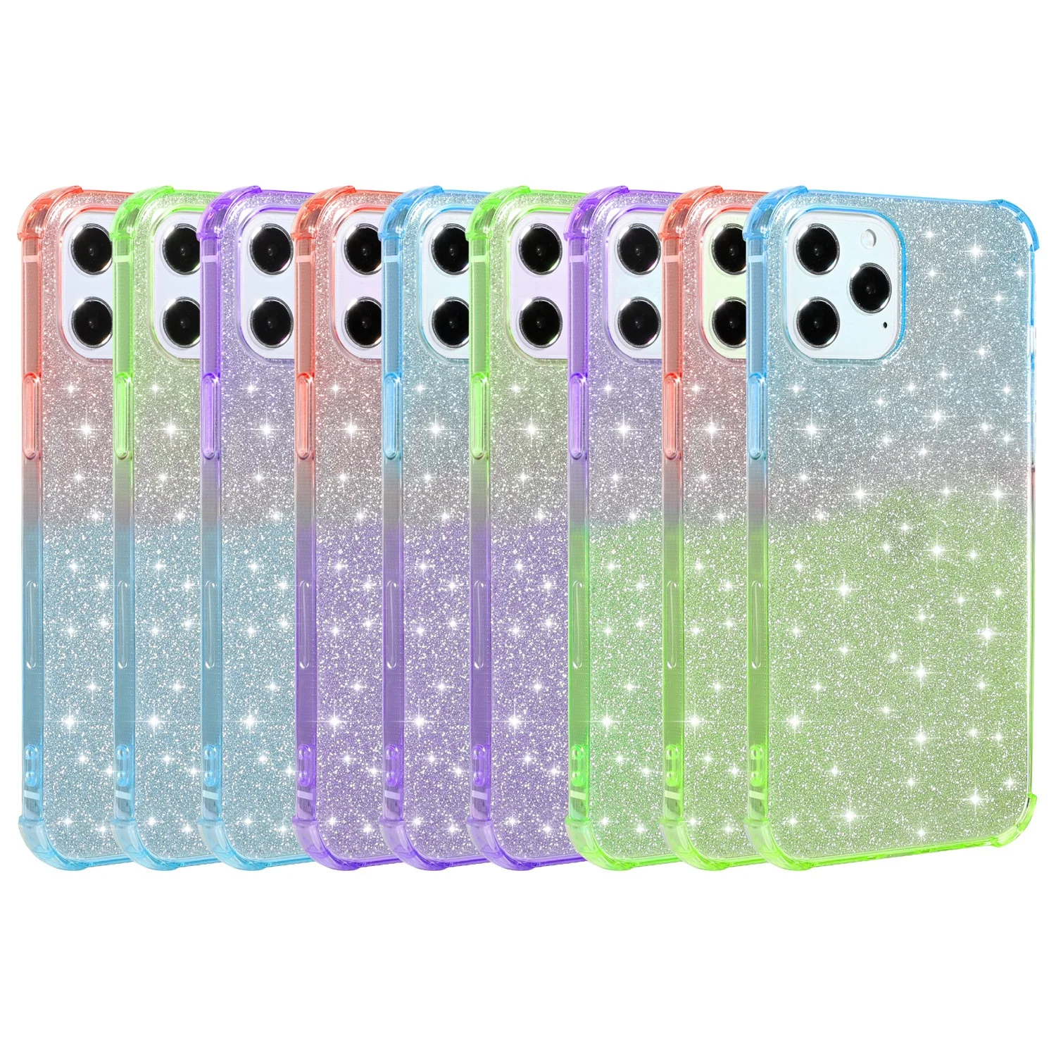 

BOORUI Luxury TPU soft Case for Iphone 12 Pro Max Case flash powder star protective Case Cover for Iphone 11 Pro Max mini xs, Multi-color