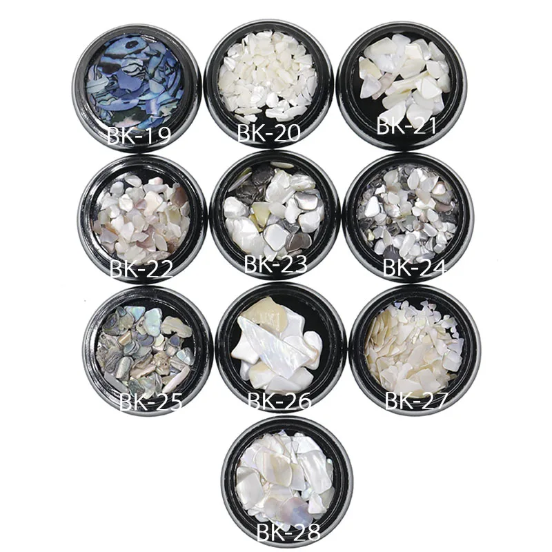 

Hot Selling Nail Art Accessories Japanese Style Irregular Natural Abalone Fragments DIY Decorative Nail Shell, 10 colors
