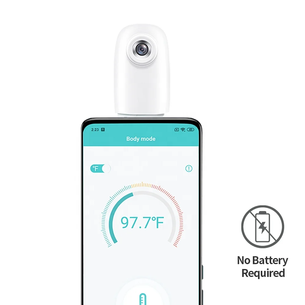 

Good quality Type C smart phone reading saving/data sharing NO battery required portable digital temperature gun