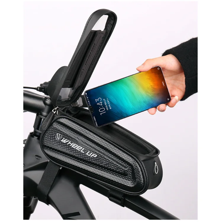 

Waterproof Front Frame Touch Screen Mountain Road Tube Cycling Bicycle Bike Bag fits Cell Phones Below 7.0 Inches, White reflects light, color reflective