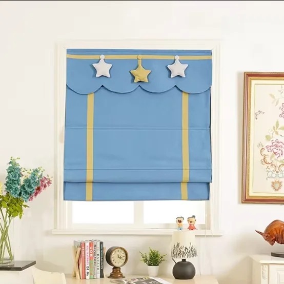 ZSTARR Home Decor Window Treatments Curtain Fabric Electric Cordless Motorized Roller Shades Roman Blinds for Kids Children Room