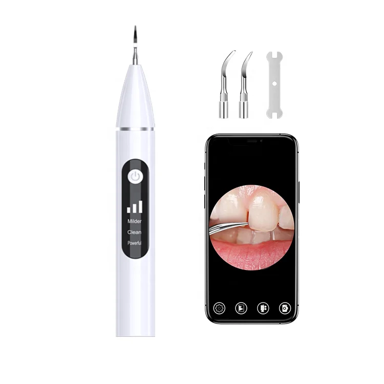 

Ultrasonic Tooth Cleaner Visual Electric Dental Scaler Calculus Remover Teeth Whitening Plaque Stain Cleaner HD Camera With LED, White/black