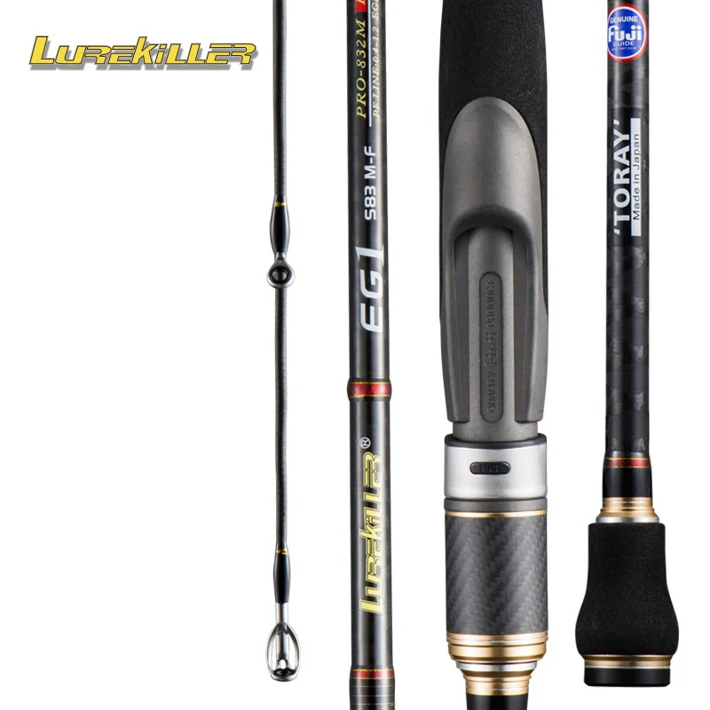 

2.28m 2.5m 2.6m Lurekiller Squid Fishing Rods FUJI Accessories Fishing Rod Toray Carbon Fiber Pole Rod, Black
