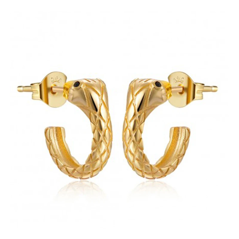 

S925 Sterling Silver Fashion Snake Zircon 18K Gold Plated Earrings