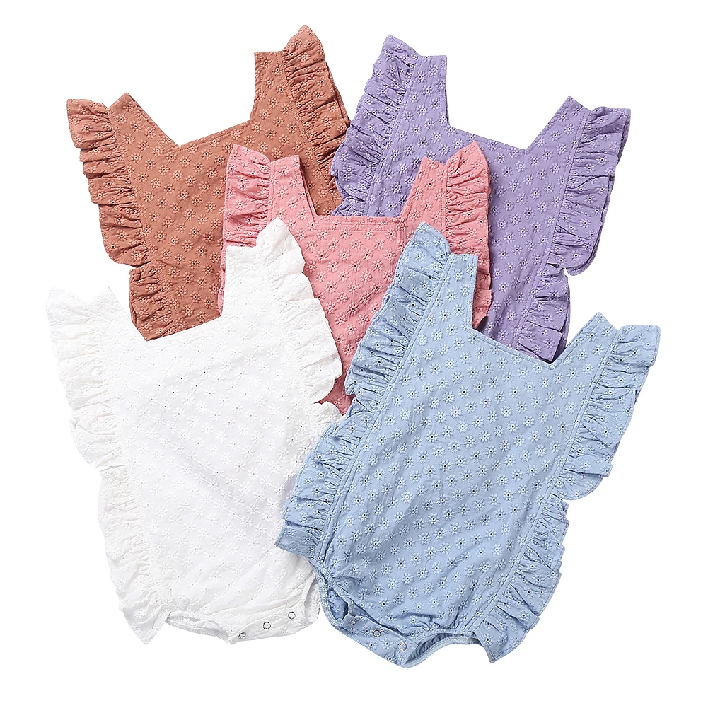 

Infant Candy Color Embroidery Soft Cotton Summer Cute Sweet Style Baby Girls Romper Toddler Clothes, Picture