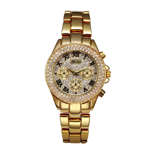 

18K Gold plated Watches Women Luxury Roman Numerals Ladies Quartz Wristwatch Miss fox 1846