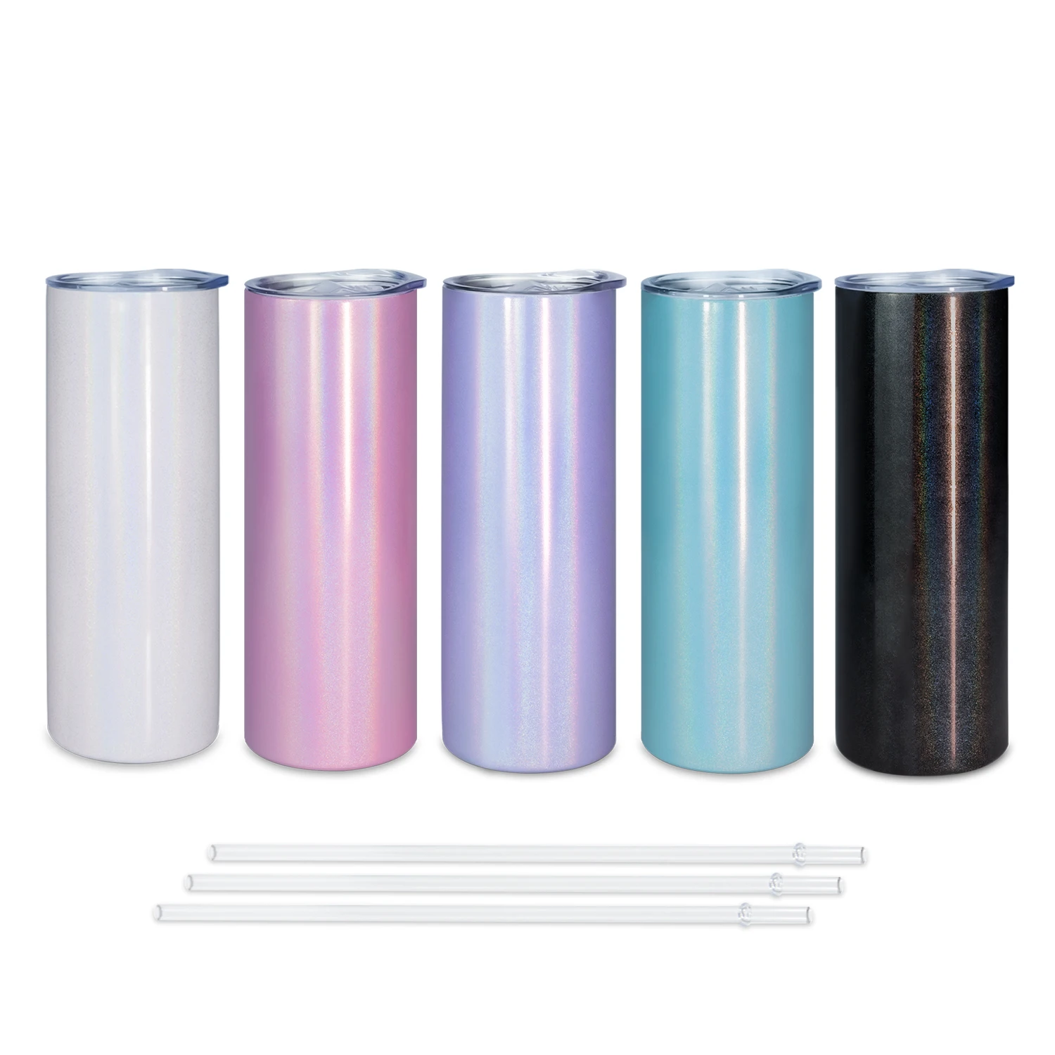 

us warehouse 20oz double wall stainless steel straight blanks black blue pink purple white glitter sublimation tumblers