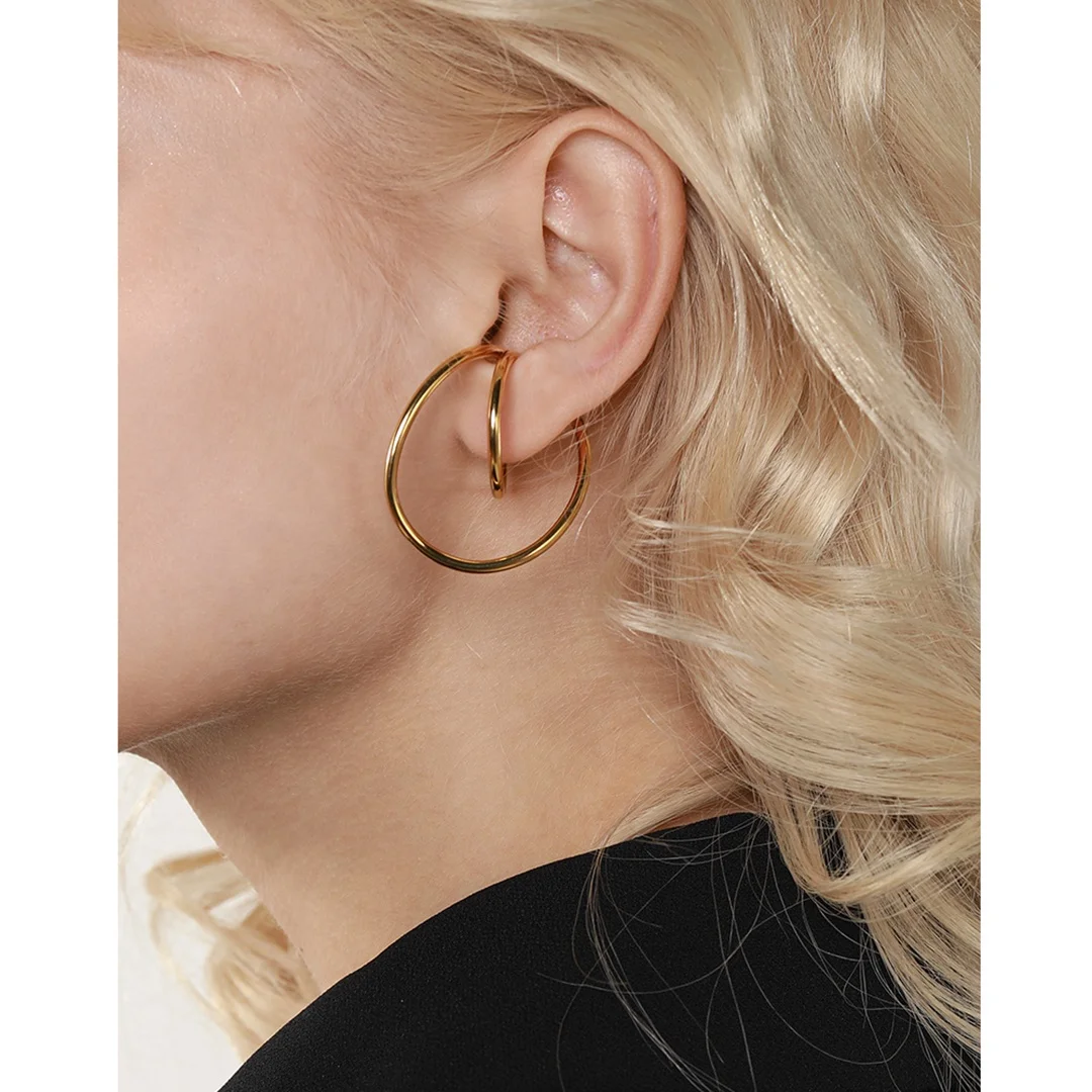 

Twisted Circle Mobius Irregular Ear Cuffs Geometric Gold Plated Clip on Earrings without Piercing Statement Trendy Jewelry 2021, Gold/silver