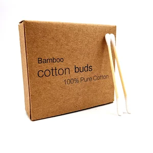 2020 New design biodegradable of organic cotton buds in Kraft box 2