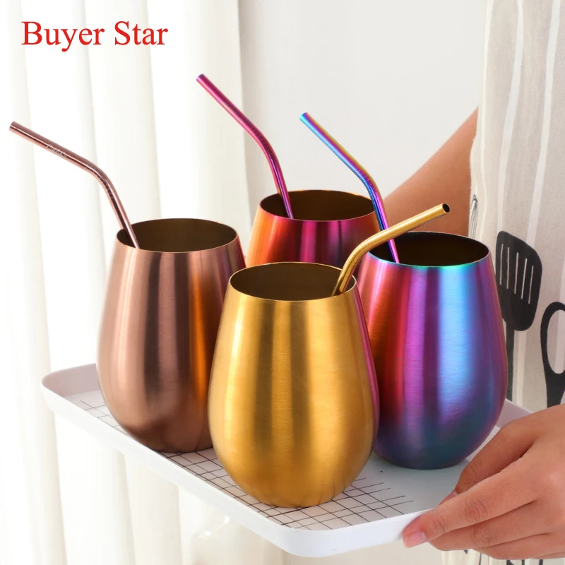 

8 colors eco and reusable stainless steel water cup for wine and juice, Silver, gold, rose gold,black,purple,blue, rainbow