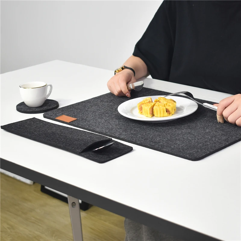 

Felt Placemats Set Table Mats Non Slip Heat Resistant Felt Placemat Coaster for dining table, White,black,red,green,grey,blue and customized