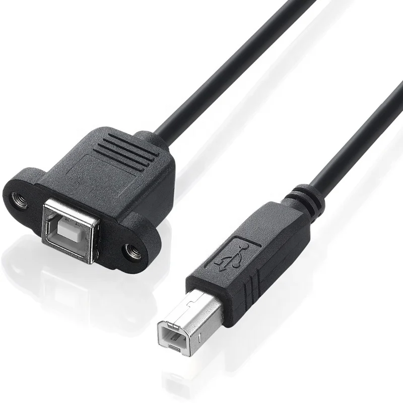 

Factory produce panel mount usb b male to usb b female printer extension cable with screw lock, Black