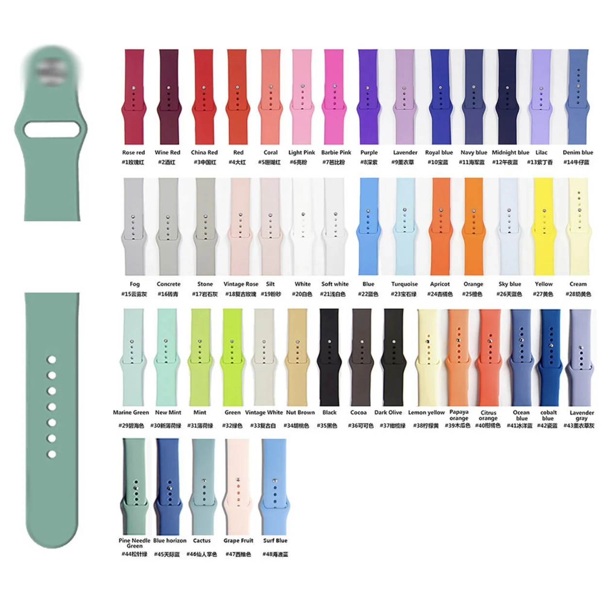 

44mm 40mm 42mm 38mm Silicone Watch Band For Apple Watch Silicone Sport Strap Replacement Bracelet Wristband t500 t55 w26, 51 colours