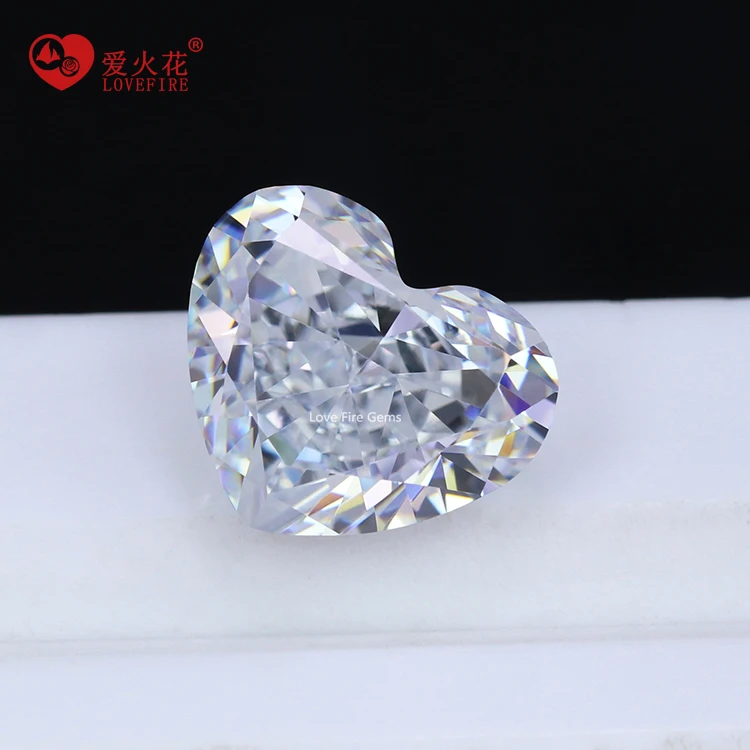 

all sizes white fancy cut heart loose cz gems stone prices crushed ice cut 5a+ cubic zirconia synthetic cz