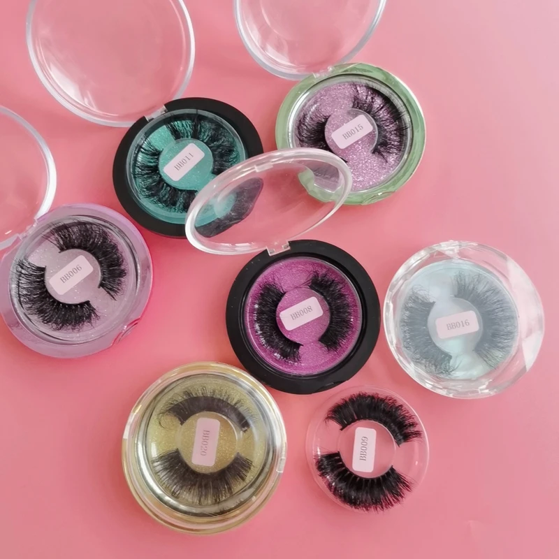 

Free sample fluffy mink eyelash with unique lash cases wholesale full strip eye lash vendor customize logo sticker for cases