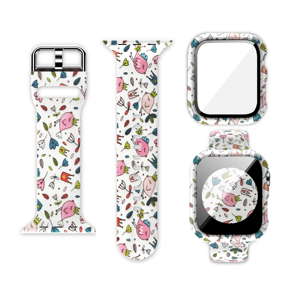 

New style 2and 1 Pattern Printed Silicone Strap for apple watch band