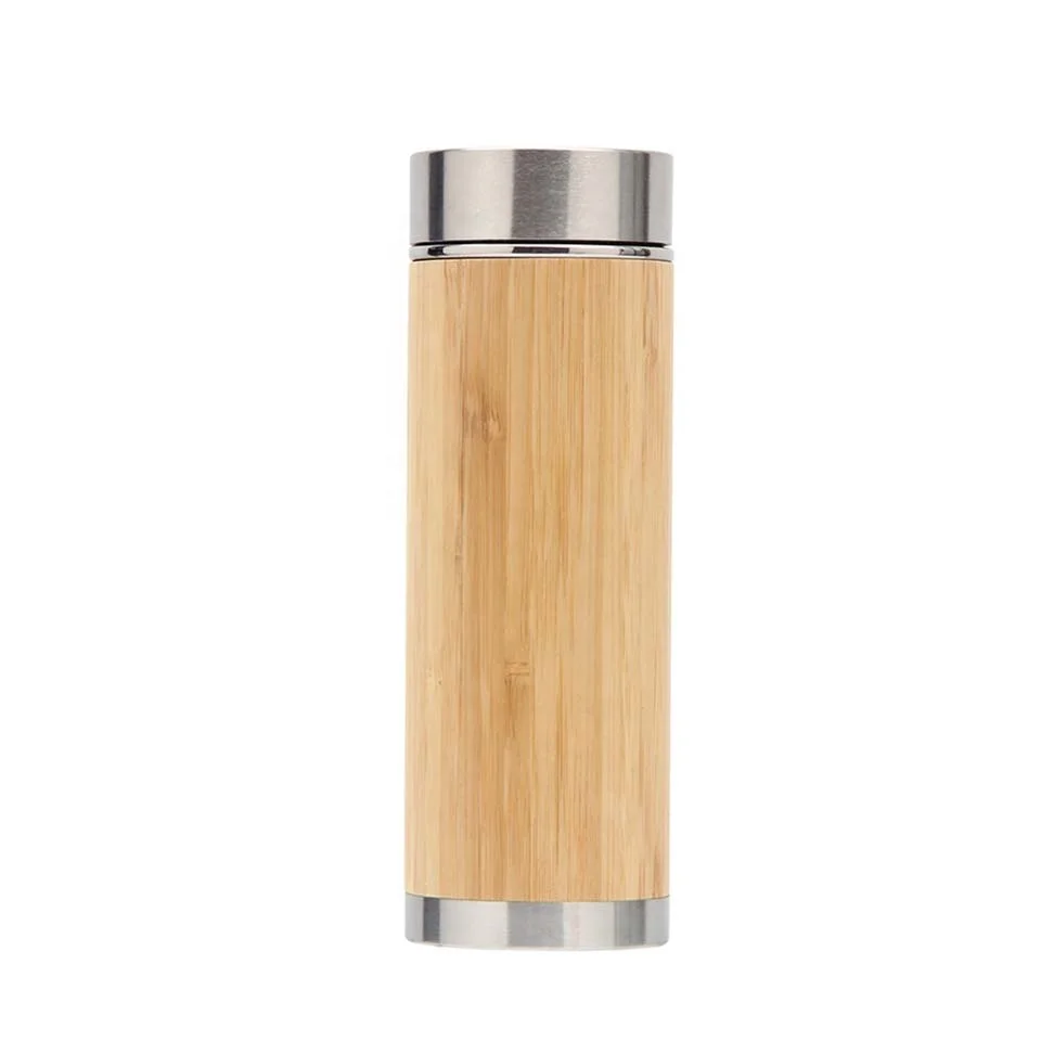

YIDING Bamboo tea infuser water wood bottle with custom logo tumbler, Stainless steel Insulated wooden thermoses bamboo tumbler, As is or customized