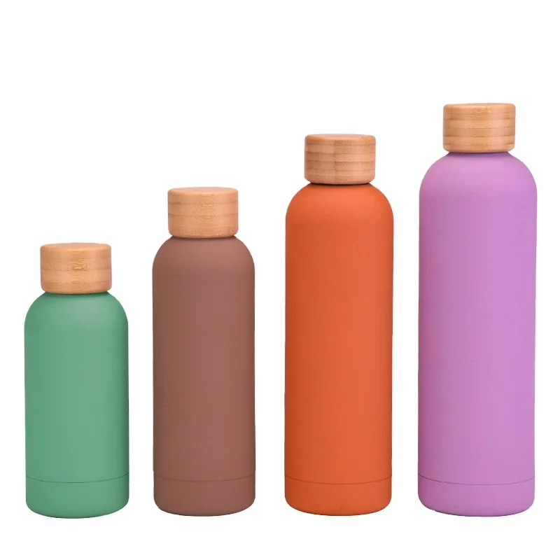 

500ml 750ml Small Mouth Sport Flask Water Bottle Eco-friendly Bamboo lid Double Wall Stainless Steel Thermos