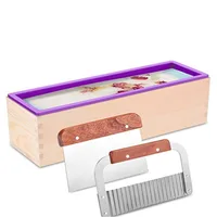 

Professional Flexible Rectangle Soap Silicone Loaf Molds Kits With wooden box soap cutters