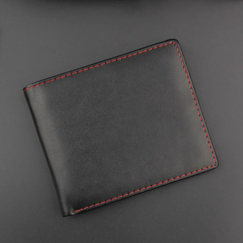 

New PU wallet men's fashion pure black simple style wallet Id card wallet, Black and brown