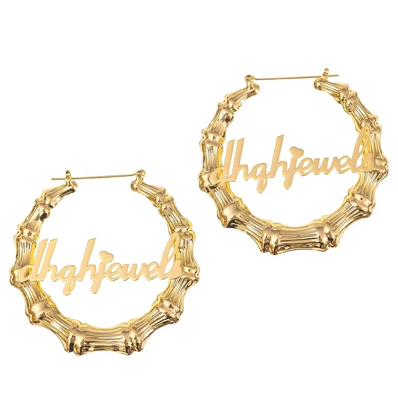 

ADELANTE Live Stream Special Discount Classic Multi Color and Size Stainless Steel Large Customized Letter Hoop Earrings, Gold silver