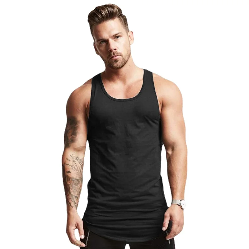 

Solid Color Summer Sleeveless Sports Gym Running Vest for Men's Fitness Vests Cotton Tank Tops