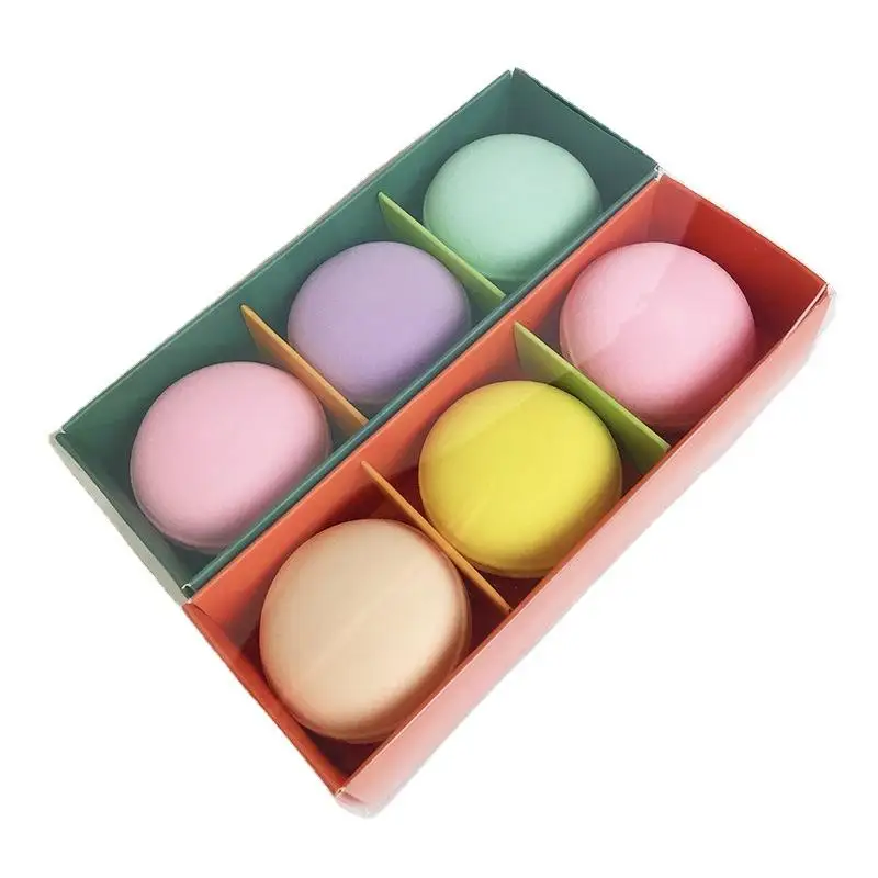 

OEM ODM Latex Free Makeup Beauty Egg Makeup Sponge Air Cushion Powder Puff Macaron Round Stereoscopic Makeup Sponge Set