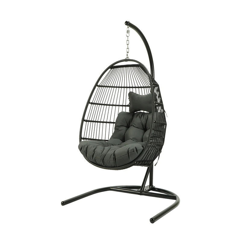 

On sale Wicker Hanging Egg Chair, Outdoor Indoor Swing Chair Patio UV Resistant Chair with Cushion and Stand, Black