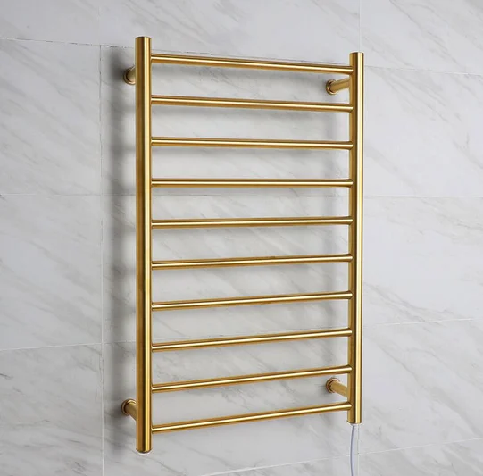

Factory Direct Sale Gold 304 Stainless Steel Bathroom accessories Heated Towel Drying Dryer towel Rack Electric Towel Warmer