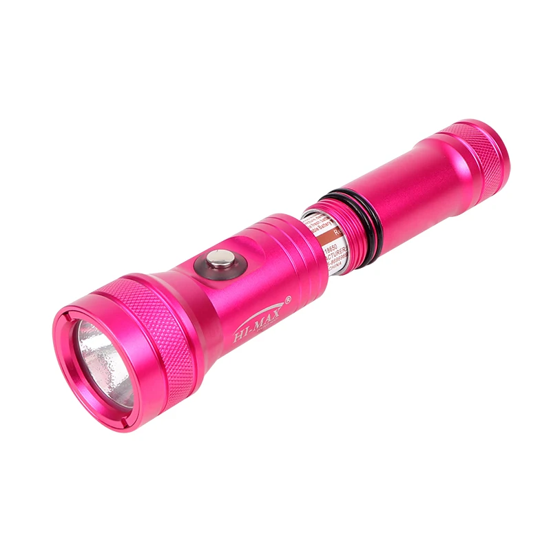 

HI-MAX New Pink Light HD01 1300 Lumen 6 Mode Diver Backup Light Long Using Time Diving Torch