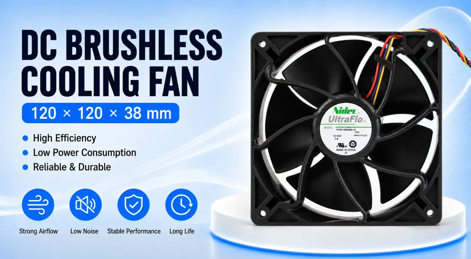 Speed Violent Cooling Fan, DC12V, 3A, V12E12BS2B5-07, 120mm - detail 4