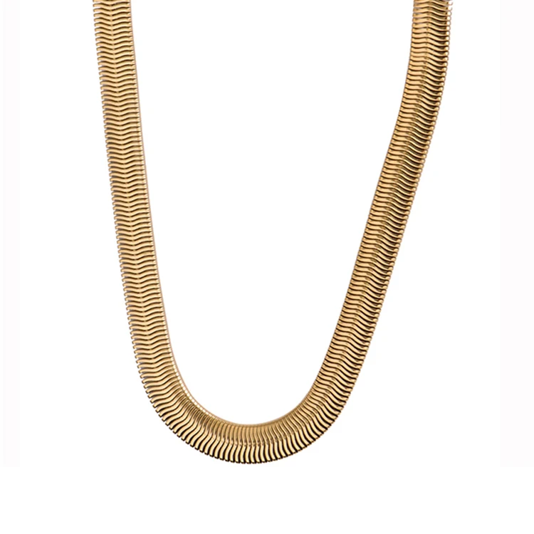

Stainless Steel Non Tarnish 18K Gold Plated 8mm Snake Chain Herringbone Necklace Women